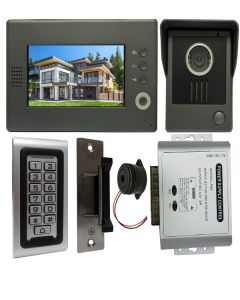 High Quality VDP-C37 Video Door Phone 7' Monitor with Weatherproof Outside Camera + SA-600 Standalone , Keypad, ID Card Access_Control + POWER ADAPTER + Electric Strike